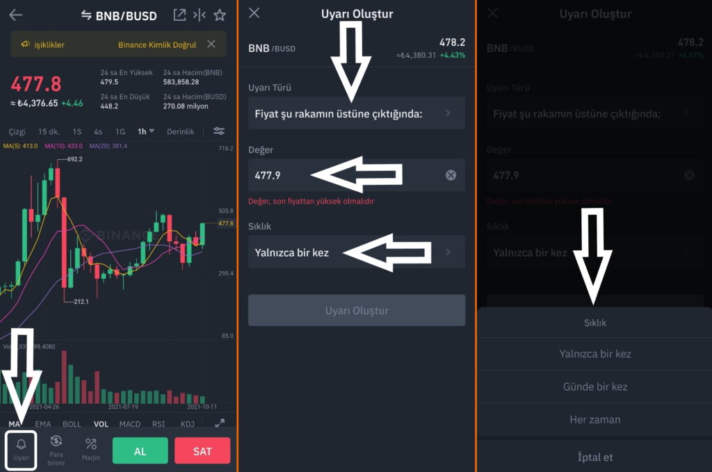 binance alarm nasıl kurulur