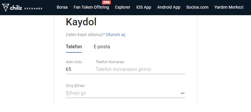 chiliz borsası para yatırma