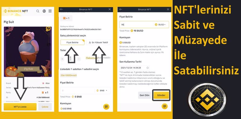 Binance NFT’ye nasıl NFT yatırılır? Binance NFT’de nasıl NFT’lerinizi listeleyip satabilirsiniz ● Binance NFT’de NFT’lerinizi satma ve tanıtma konusunda ipuçları