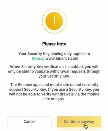 YubiKeyy binance