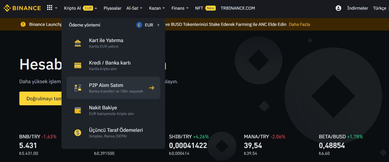 binance p2p nedir