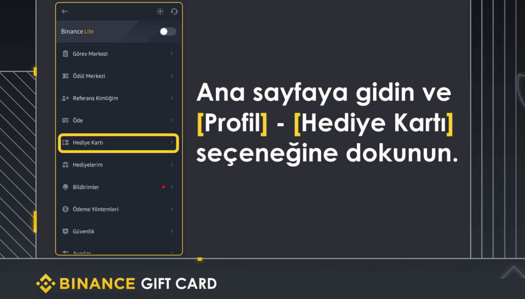 binance gift card gönderme