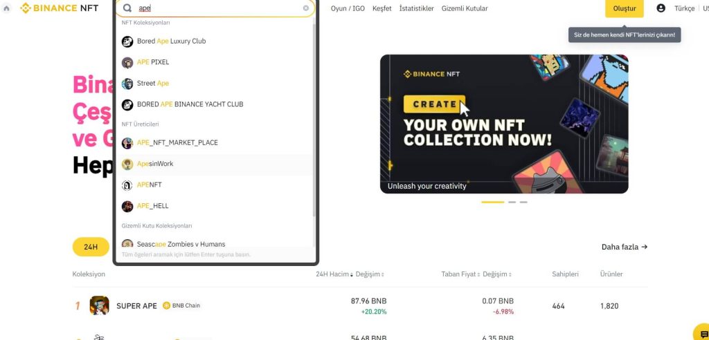 binance nft 