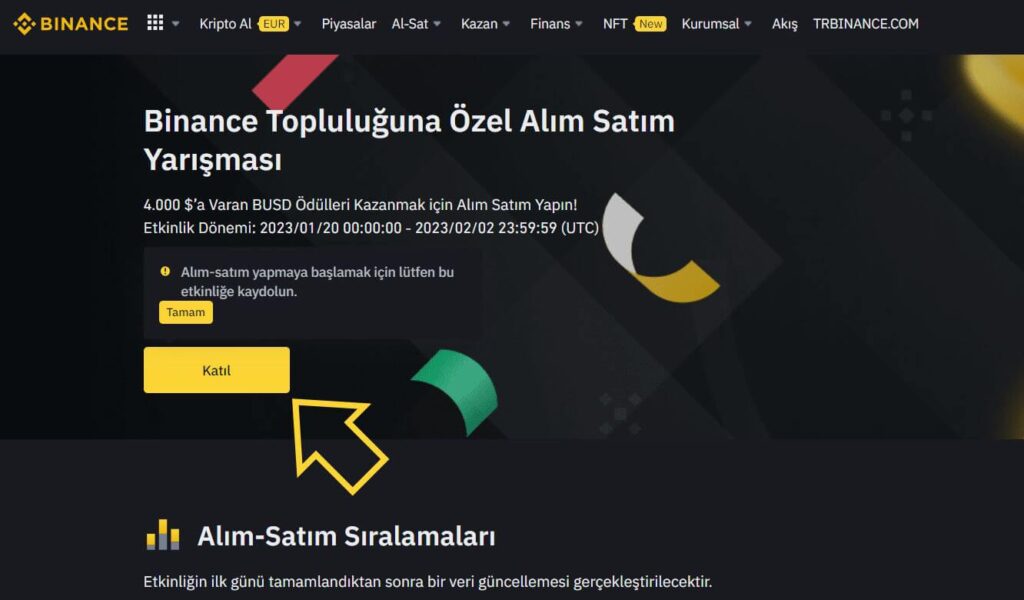 binance alım satım yarışması