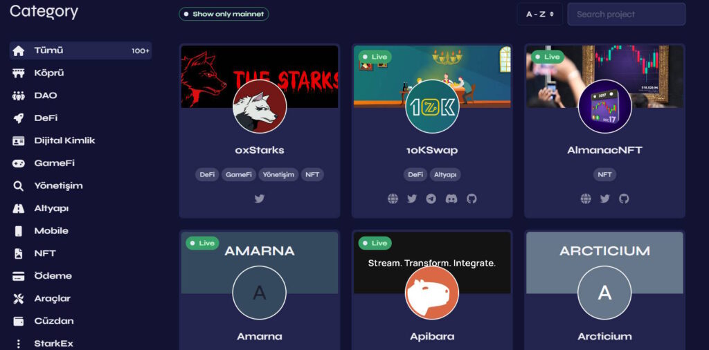 starknet uygulamaları