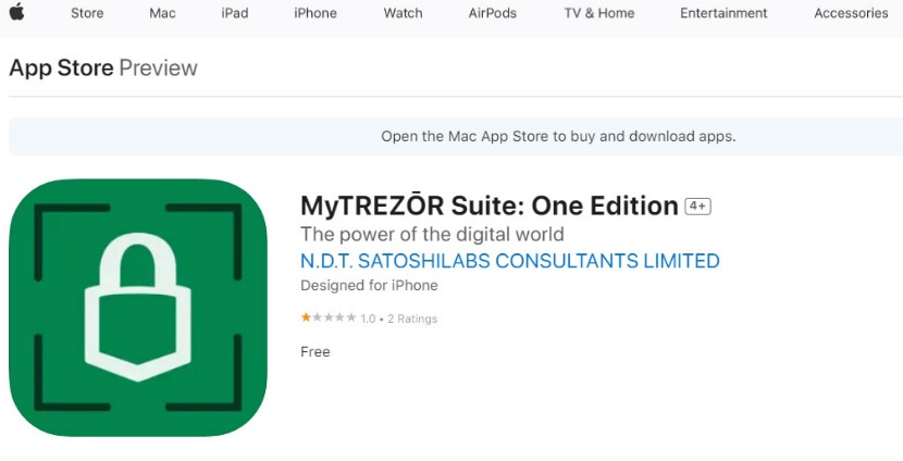 Trezor Wallet Suite" araması, "MyTREZŌR Suite: One Edition