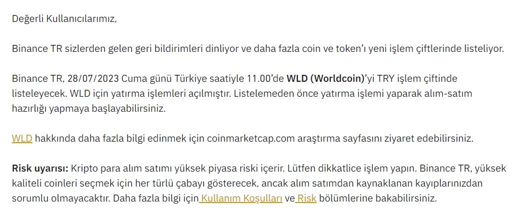 worldcoin wld binance tr
