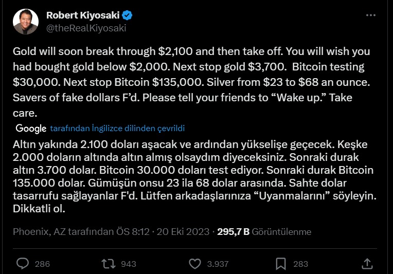 robert kiyosaki bitcoin fiyat tahmini altın gümüş fiyat tahmini yorum analiz