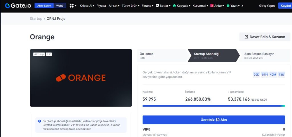 orange token gateio gate gate.io startup listing listeleme satın al how to buy