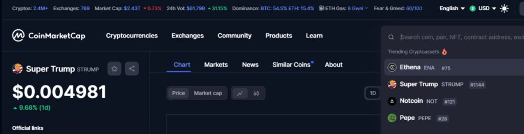 super trump strumpcoin coinmarket cmc coin market cap