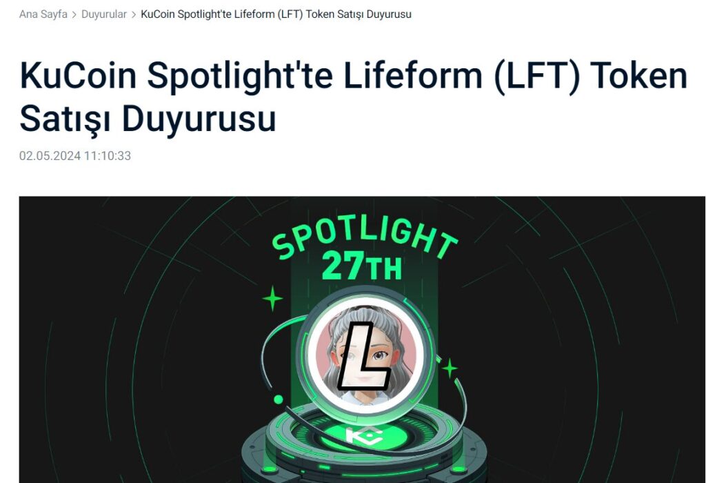 kucoin spotlight 27 lifeform lft token coin
