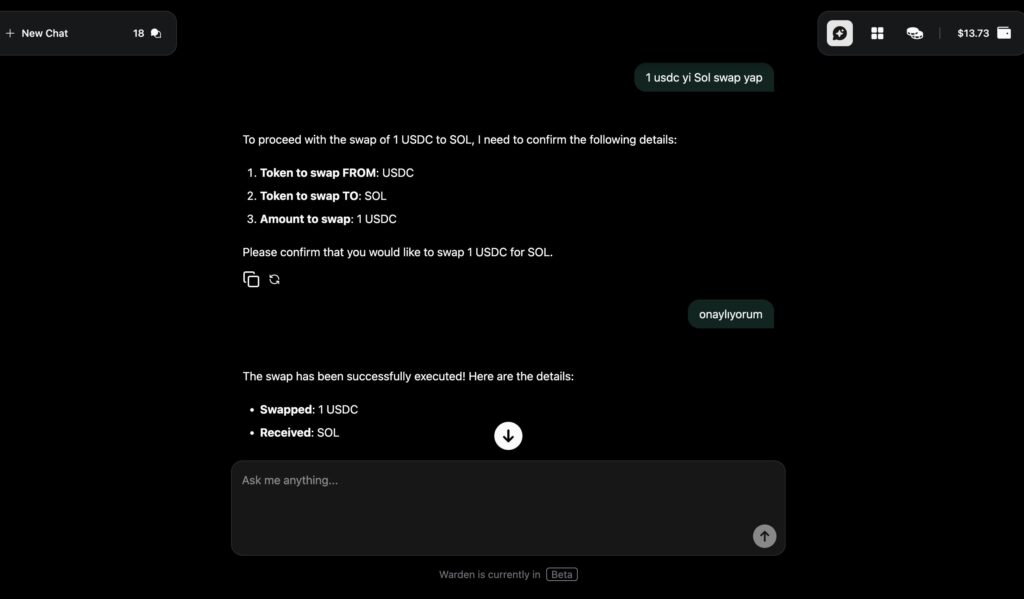 Warden App, Warden Protokolü, yapay zekâ kripto cüzdan, AI destekli kripto, Web3 uygulaması, kripto asistanı, sesli komutla kripto, token takası, cüzdan yönetimi, zincirler arası işlem, swap yapma, kripto görev sistemi