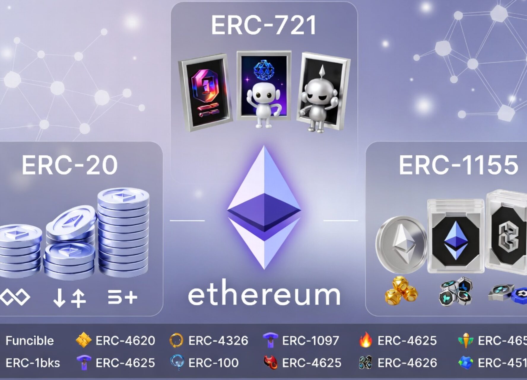 Ethereum ERC token standartlarını gösteren infografik